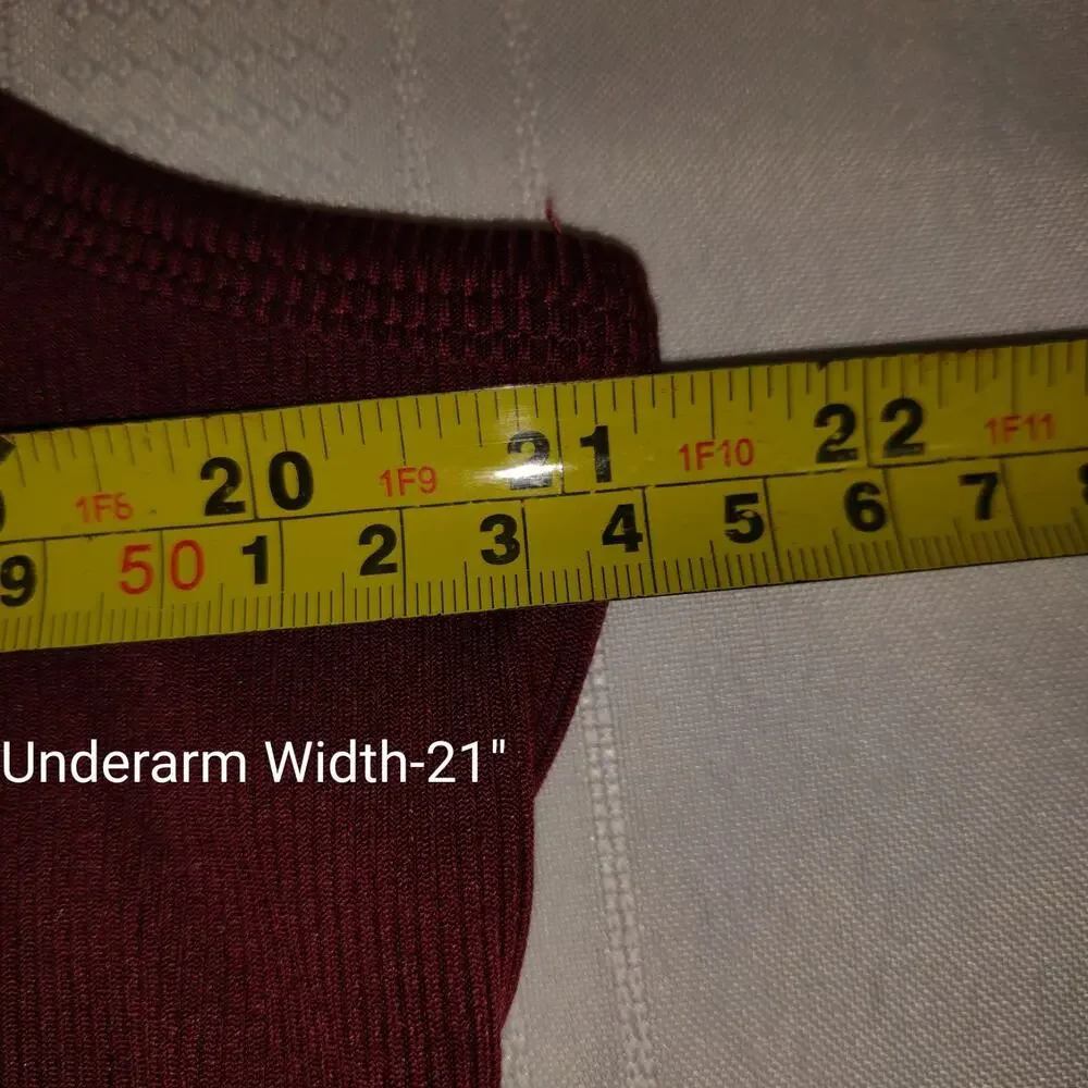 Ekouaer Cropped Ribbed Top Women's 2XL BURGUNDY Drawstring Ruching Sleeveless - Picture 9 of 9